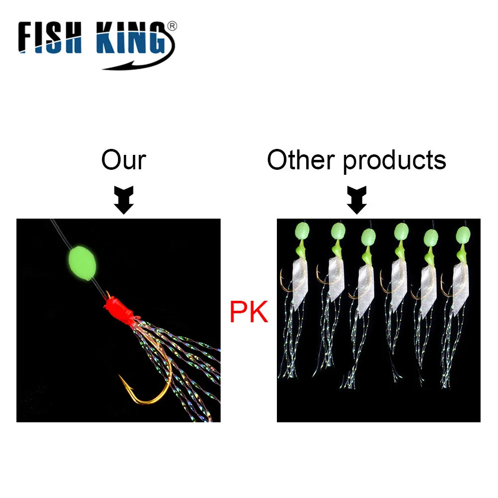 FISH KING 3 упаковки 4 # 10 люминесцентный японский крючок для морской рыбалки в виде