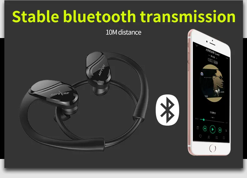 ZEALOT H6 Спортивные Bluetooth наушники, беспроводные наушники, гарнитура IPX5, водонепроницаемые, Hi-Fi, басы, стерео, наушники для бега, для спортзала
