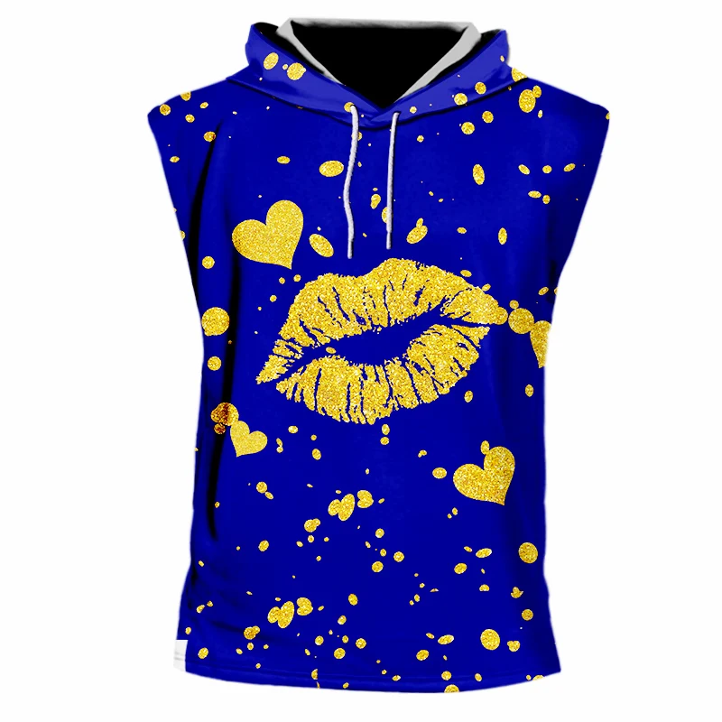 OGKB 2019 золотой и синий большой размер Специальная футболка с капюшоном губами