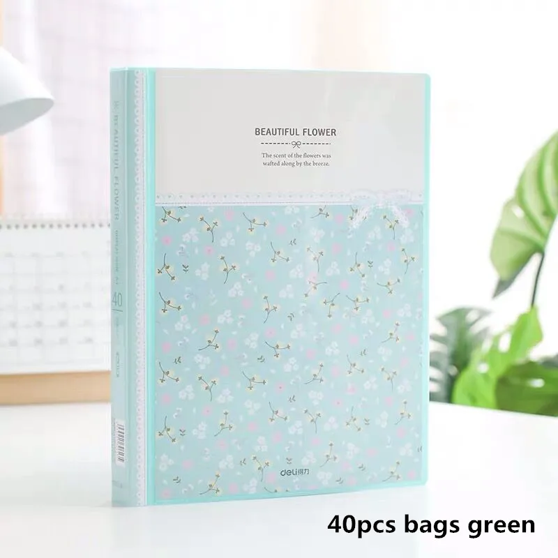 40pages green 80 страниц водонепроницаемый многослойный вкладыш A4 папка для файлов сумка органайзер для документов сумка бумажный чехол для хранения музыкальный балл клип коробка для брошюр - Цвет: 40pages green