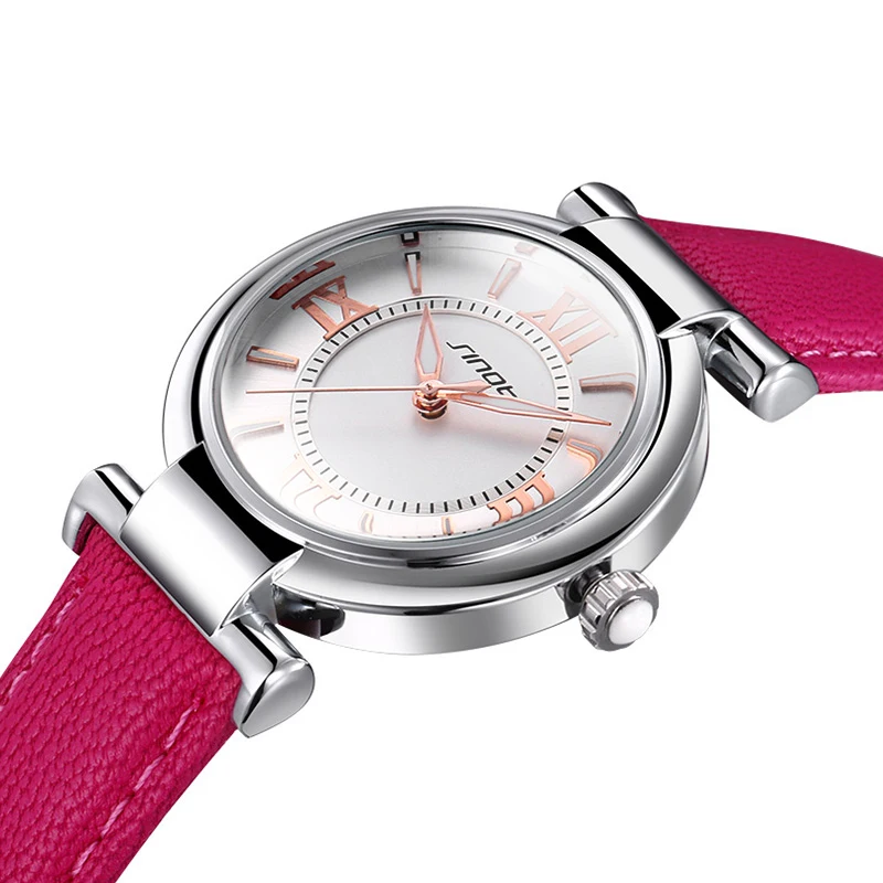 Женские кожаные часы SINOBI повседневные с ремешком под платье кварцевые наручные