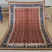 yilong 5x8 hereke silk carpet red vantage hand knotted traditional oriental rug 0199
