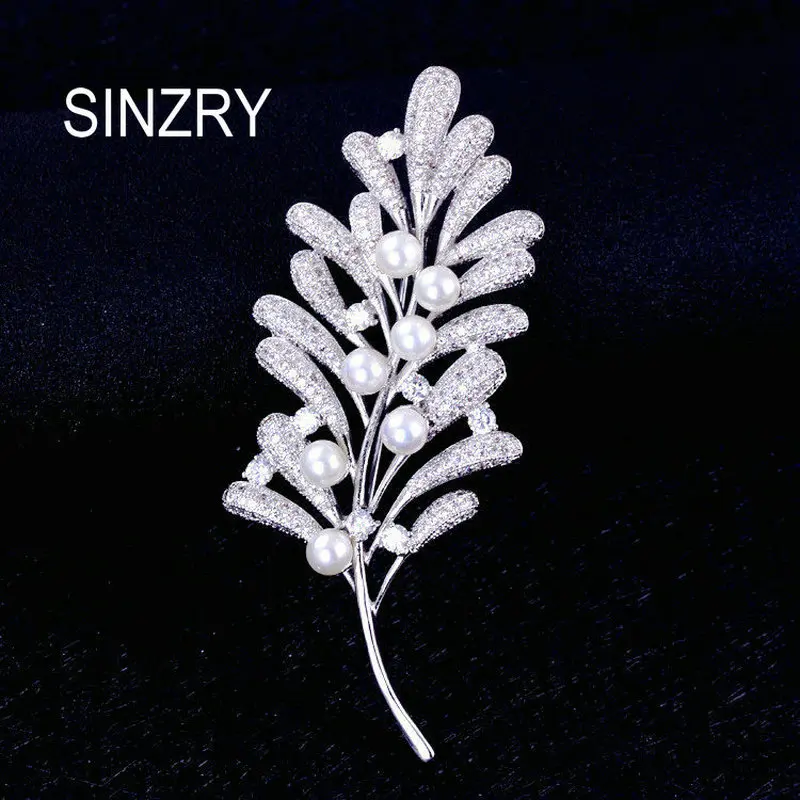 Элегантные Броши SINZRY из органической кожи с искусственным жемчугом и пряжкой в