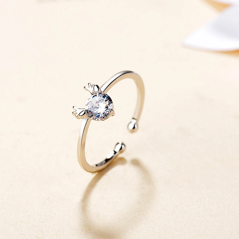 

Fashion Creative Elk Christmas Birthday Gift Open Ring