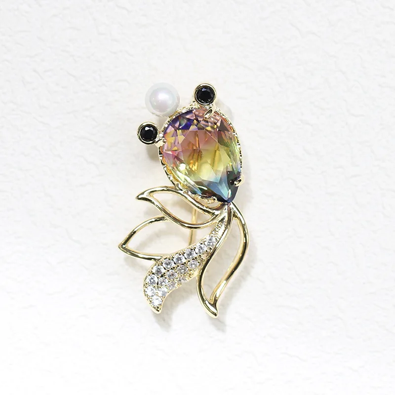 Multicolor crystal goldfish collar needle anti-light men and women small pin brooch for | Украшения и аксессуары
