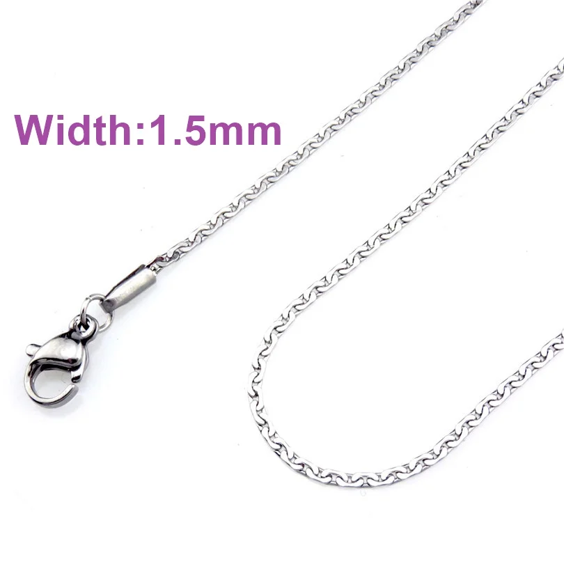 9-Width 1.5mm 21871 высокое качество Rolo звено цепи ожерелье из нержавеющей стали цепи простые серебряные/черные цепи ожерелье Изготовление ювелирных изделий 18 ''20'' - Окраска металла: 9-Width 1.5mm