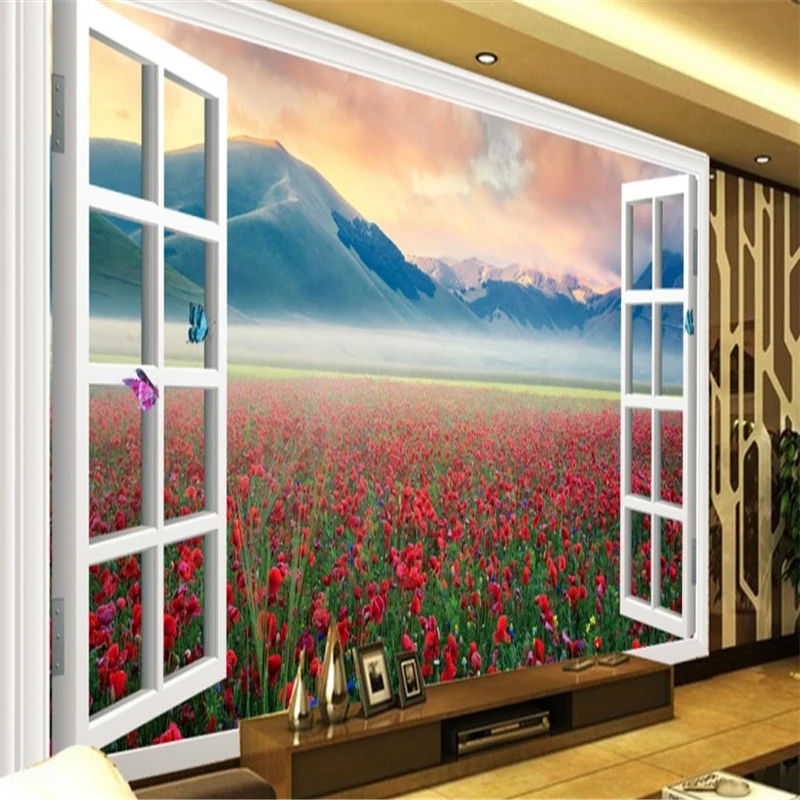Beibehang крупномасштабных пользовательские потолочные фрески Huahai пастбища 3D окна