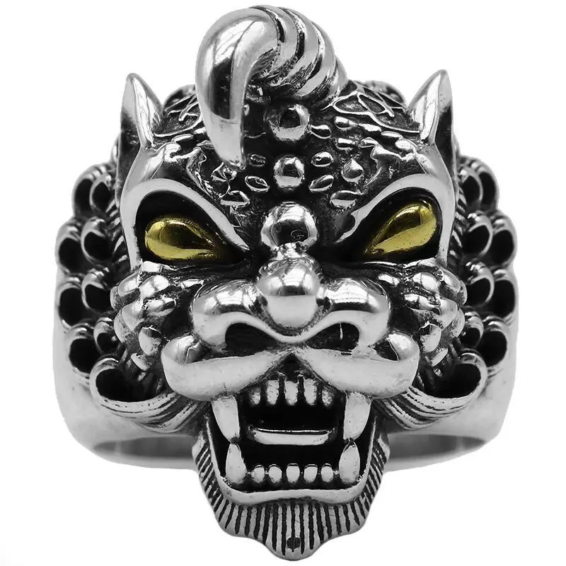 

Thai silver is retro, old jewelry, personal character, unique unicorn, open ring, pure silver, 925 rings.