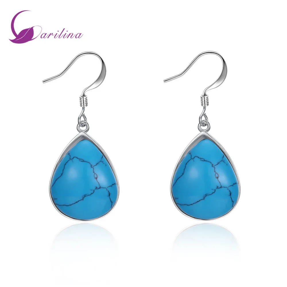 

Blue Stone Silver Color Earrings For Women High Fashion Earrings Drops E2061