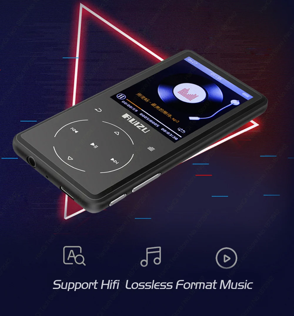 RUIZU D16 Metal Bluetooth MP3 Player Portable Audio 8GB Music Player with Built-in Speaker FM Radio,Recorder,E-Book,Video Player