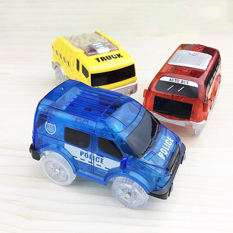 3 CAR SET Вагон 3 шт. в упаковке светится в темноте волшебный трек многоцветный светящийся мигающий ночной гоночный аксессуар обучающий вагон - Цвет: 3 CAR SET