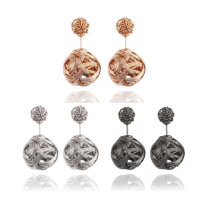 

double sided earring gold silver plated earrings oorknopjes irregular geometric earrings boucle d'oreille ohrstecker