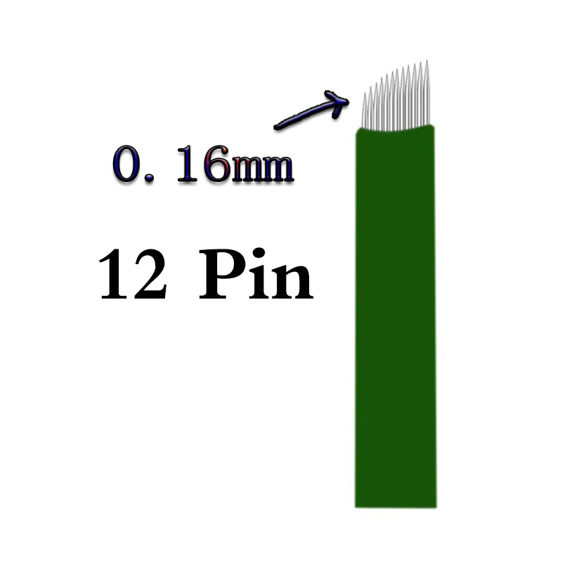 

0,16 мм зеленая микро Ламина 12 гибких игл для микроблейдинга для татуажа бровей Tebori Перманентный макияж ручка Ручной инструмент