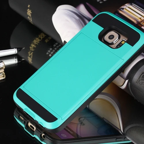 Для samsung Galaxy S6 S7 Edge S8 Plus Note 5 4 6 S 7 8 Plus X Гибридный армированный чехол с держателем карты полный защитный чехол для телефона оболочка - Цвет: Небесно-голубой