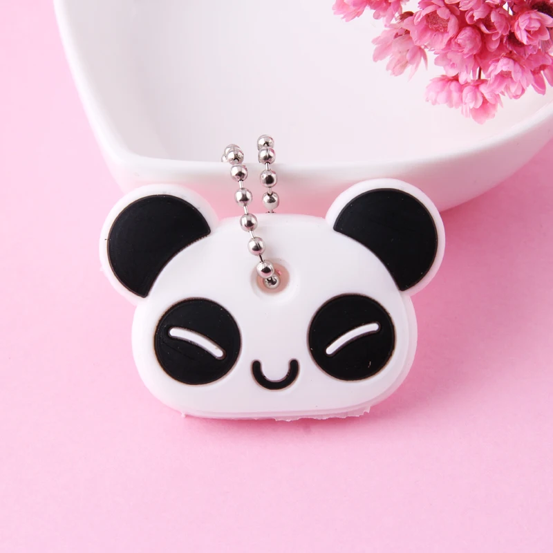 Cartoon Anime Cute Key Cover Cap Silicone Mickey Stitch Bear Keychain Women Gift Owl Porte Clef Minne Key Chain - Цвет: Photo Color12