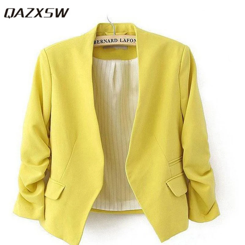 

QAZXSW New 2017 Autumn Short Jackets Candy Color Women Outwear Spring Slim Short Design Suit Coat S/M/L/XL Free Shipping YX8875