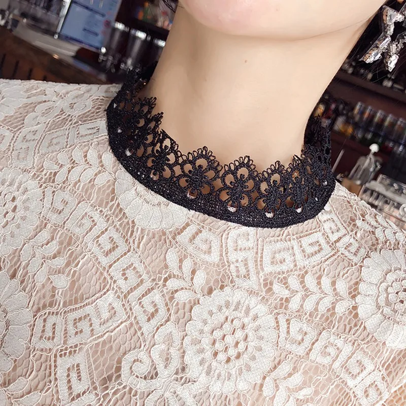 2018 осень зима новые женские хит Цвет темперамент кружевном платье Для Женщин Рог