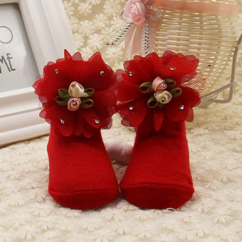 2017 милые однотонные носки принцессы для девочек красивые мягкие с цветочным