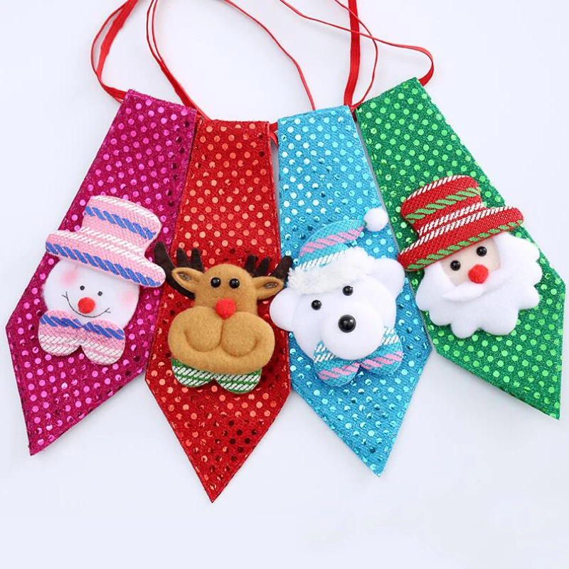 4pcs Christmas bows snowman decoration elk tie Santa Claus Child Adult dance party ornaments | Дом и сад