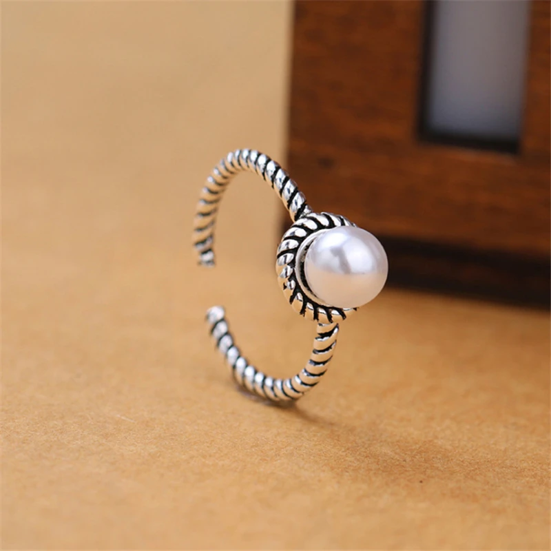 2019 Новое поступление винтажное жемчужное витое регулируемое Открытое кольцо для