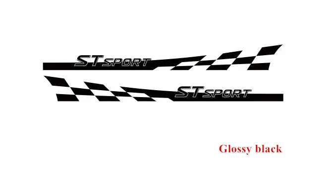 Glossy black Гоночный флаг полосы автомобиля стикеры s для ford для focus ST RS Спорт графика виниловая наклейка автомобильная дверь боковая юбка наклейка - Название цвета: Glossy black