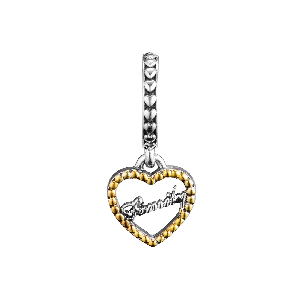 

Fits For Pandora Bracelets Loving Family Charms with 14K Gold Plated 100% Sterling Silver Beads Free Shipping