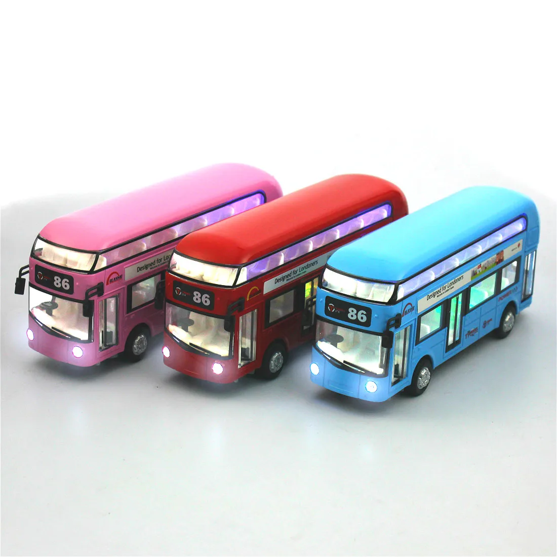 

FEICHAO 1:50 Simulation Alloy Double Decker Bus 2-Floor Pull Back Travel Bus Car Vehicle with Light & Music Open Front Door Toys