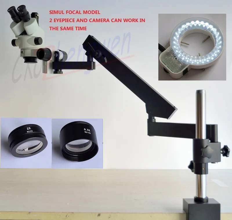 FYSCOPE NEW SMART SIMUL FOCAL MICROSCOPE 3.5X-90X ARTICULATING ARM ZOOM STEREO +56LED | Инструменты