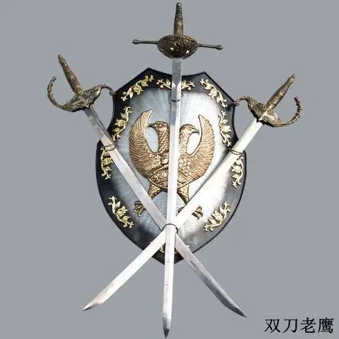S3301 MEDIEVAL DOUBLE HEADED EAGLE SHIELD WALL PLAQUE THREE SWORDS 35.6" LOT 4 | Игрушки и хобби