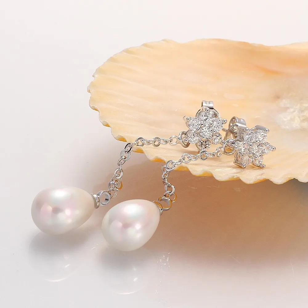 New PlatinumColor Pear Drop Earrings For Women Vintage Crystal Bridal White Gold Color | Украшения и аксессуары
