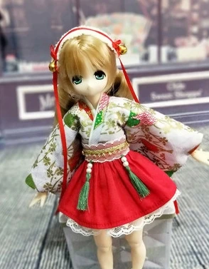 Модное японское кимоно с лентой для волос, Новая Одежда для кукол blyth licca ob24 1/6, аксессуары для кукол, Одежда для кукол, 1 комплект = 4 шт - Цвет: green