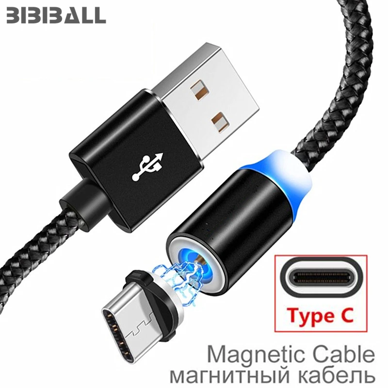 1 м светодиодный магнитный USB кабель для Xiaomi Mi 9 redmi note 7 pro usb type C кабели для зарядки мобильных телефонов для Xiaomi Mi 8 A2 A1 MAX 3