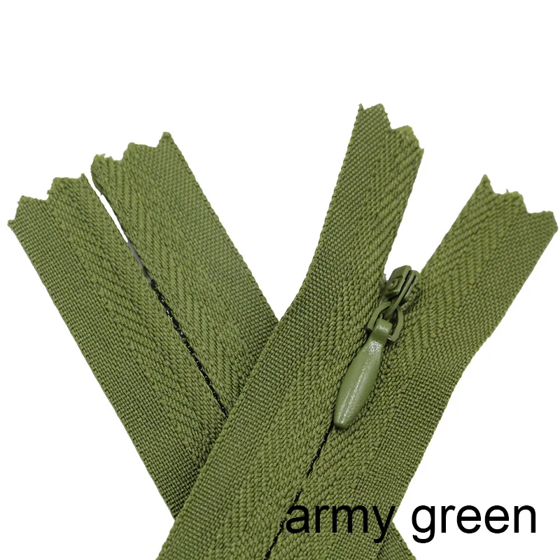army green 10 шт 3#15 см-28 см; большие размеры 35-40 см, 45 см 50 см 55 60 невидимых застежек-молний нейлона катушка молнии по индивидуальному заказу для ручной швейной ткани аксессуары - Цвет: army green