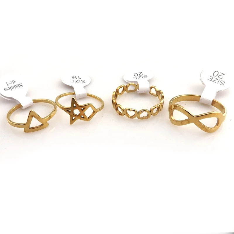 Женские цельнокроеные кольца из нержавеющей стали золотого цвета 36 шт./лот |