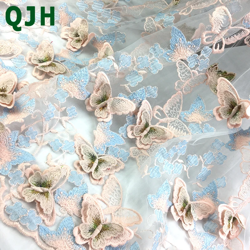 QJH 1Y Фантастическая 3D вышивка бабочки африканская Тюлевая кружевная ткань