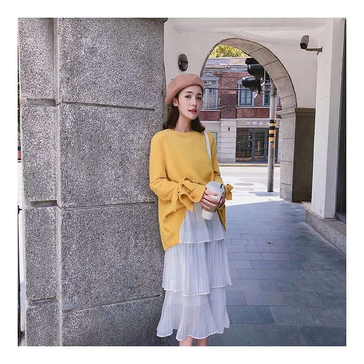 Лидер продаж модные женские туфли с бантом расклешенными рукавами свободные