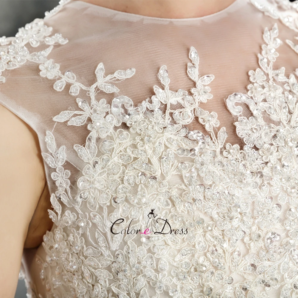 2017 Люкс Кружева Аппликация Лиф O-образным Вырезом Слоновая Кость Белый Бальные