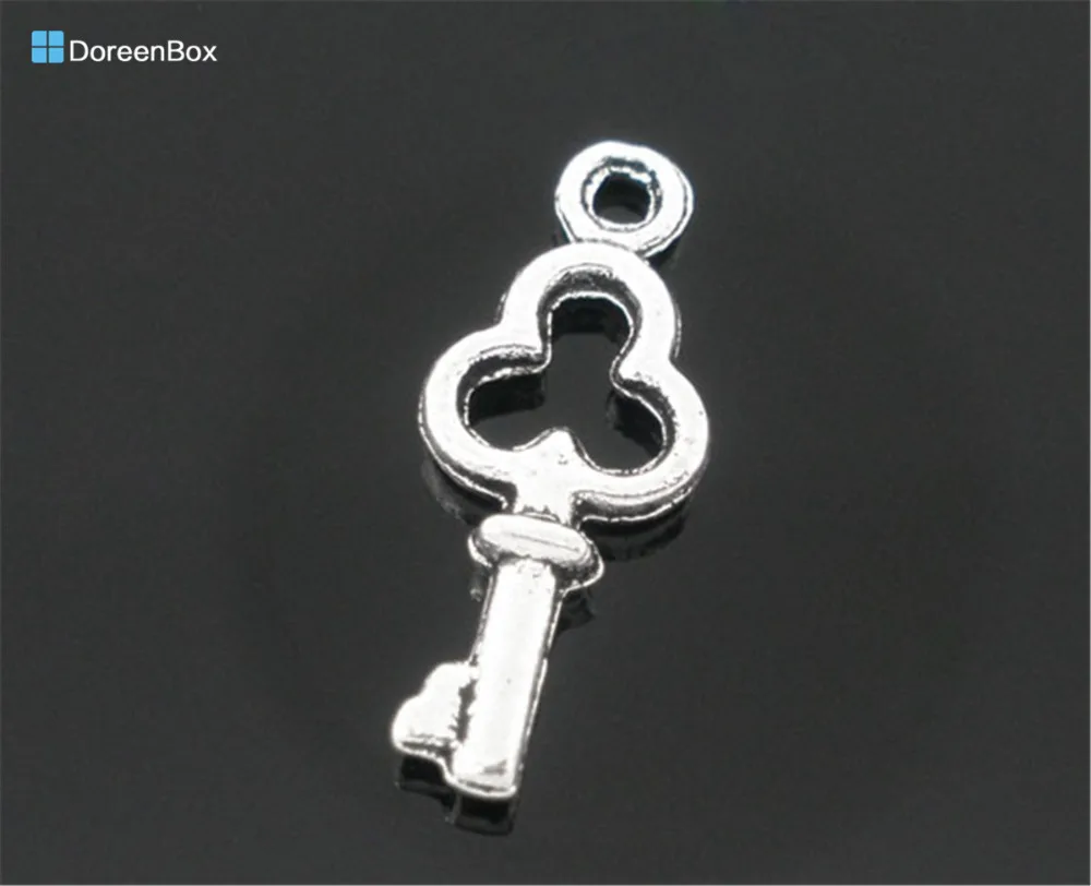 Doreen Box прекрасный 200 Серебряный цвет мини брелок Подвеска на ключи 16x6 мм