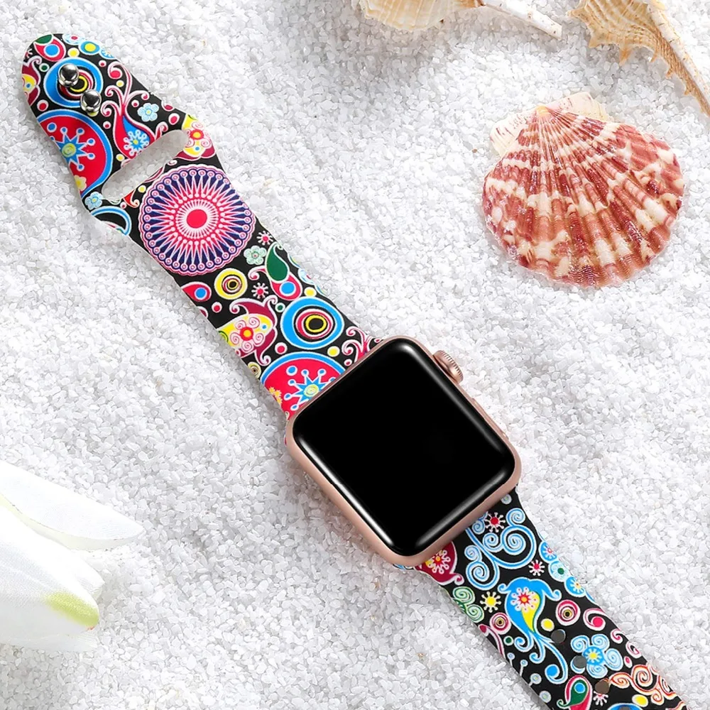 Ленты с цветами совместимые Apple Watch 38 мм 40 силиконовые сменные ленты без рисунка