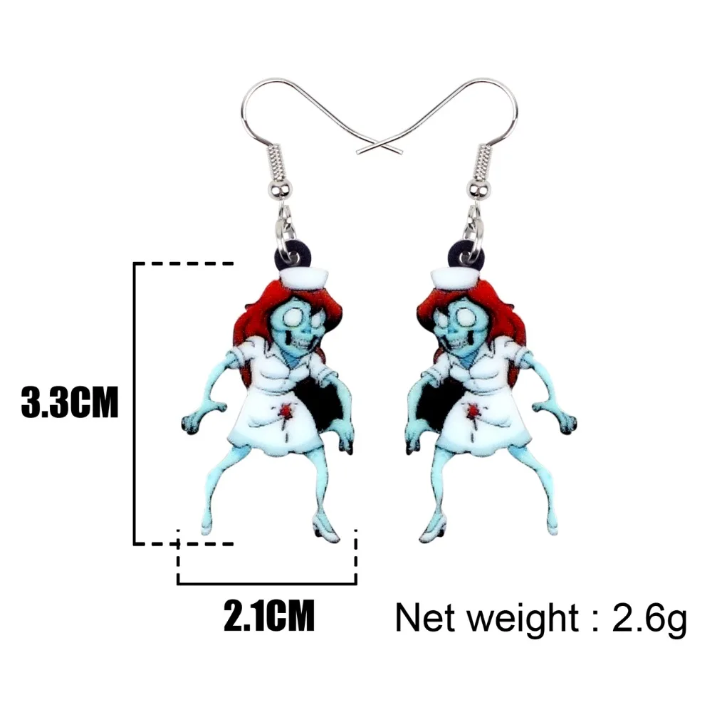 Акриловые украшения WEVENI в виде медсестры на Хэллоуин с зомби необычные для