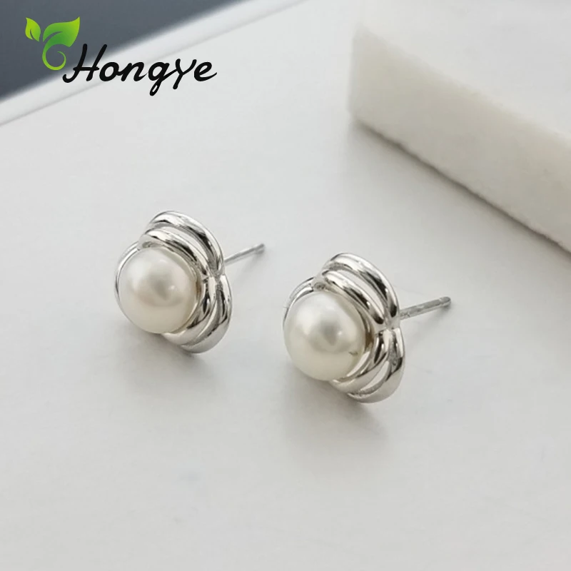 Hongye серьги гвоздики для женщин серебро 925 чувствительные уши модные ювелирные