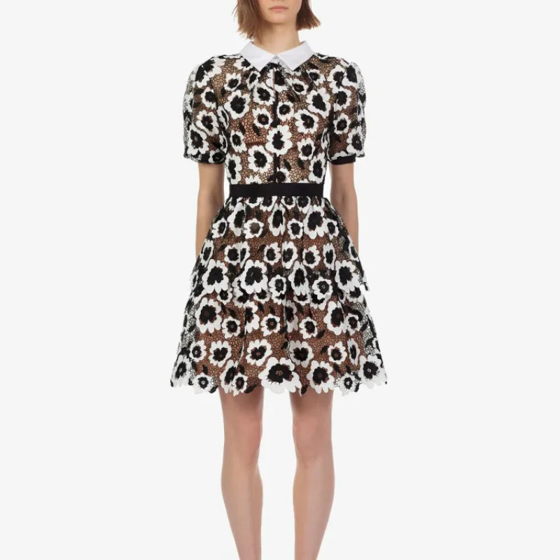 Женское кружевное платье Автопортрет ажурное Мини Платье милое с круглым