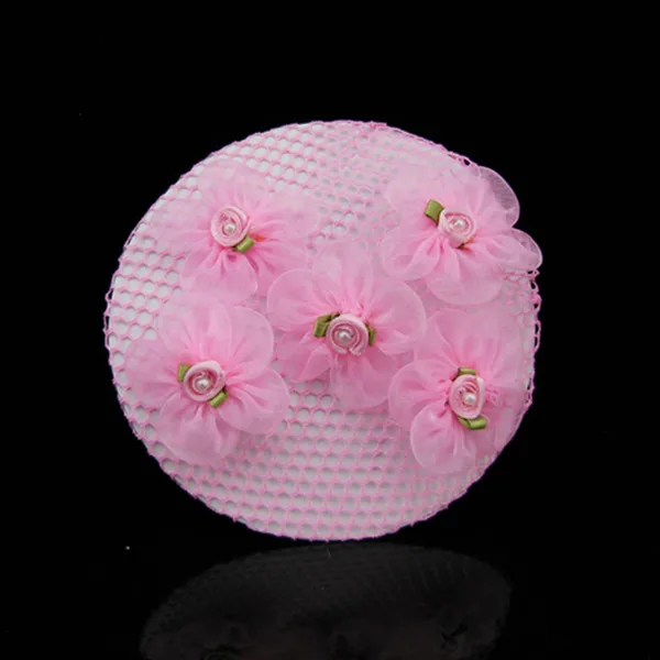 10 шт. Розовые цветы для пучков волос для девушек и женщин, крышка бантика, снуд, сетка для балета, танца на коньках, аксессуар sp-1.