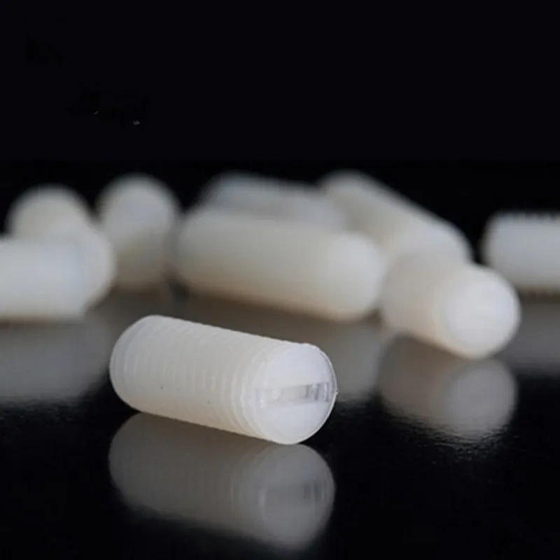 

500pcs m5*40 PA66 white nylon headless slotted grub set screw