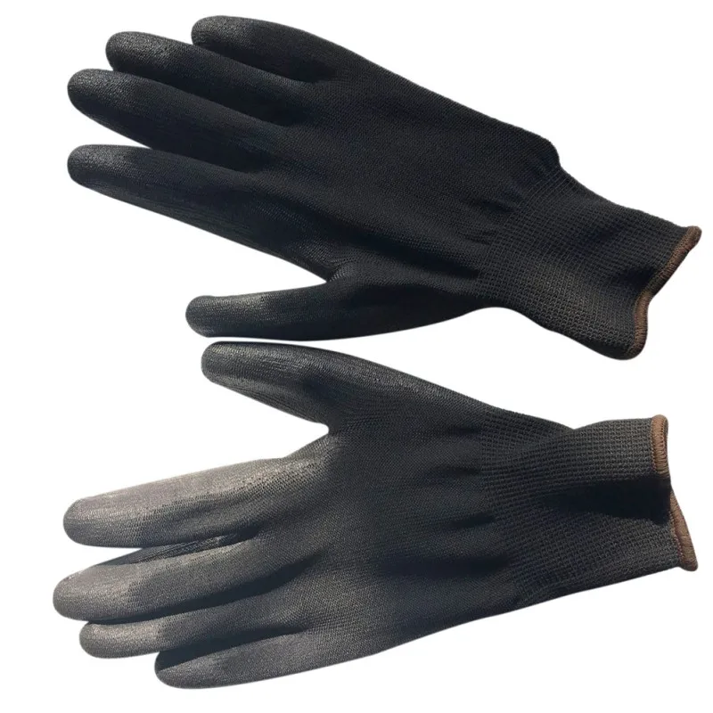Черные нейлоновые защитные садовые перчатки строительные рукавицы с захватом - Фото №1