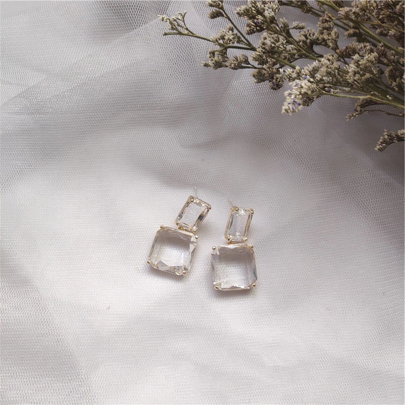 Женские Квадратные прозрачные висячие серьги GWACC модные шикарные