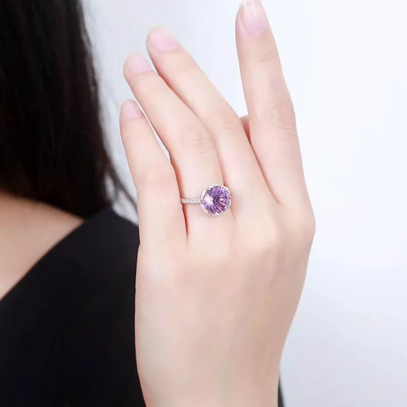 CSJ Fine Jewelry Кольцо из стерлингового серебра 925 настоящий Аметист женский свадебный