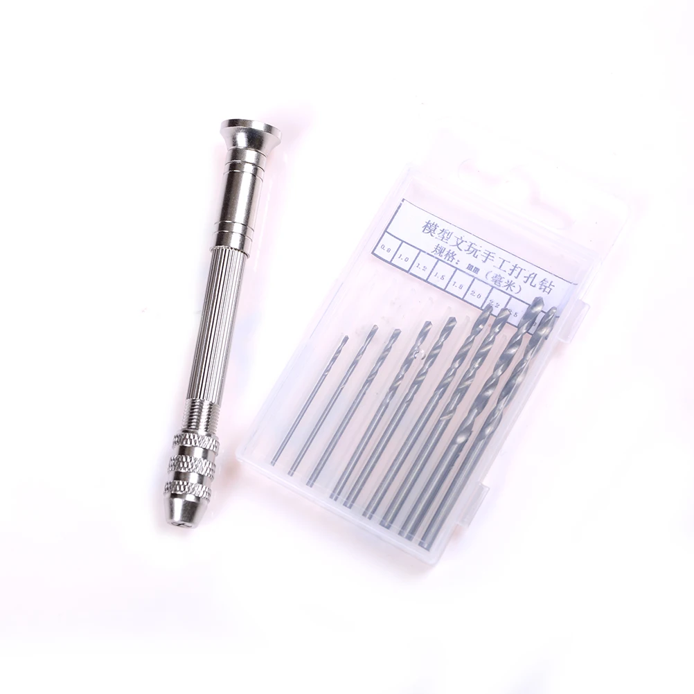 11 шт./компл. миниатюрная алюминиевая ручная дрель с бесключевым патроном + 10 шт.