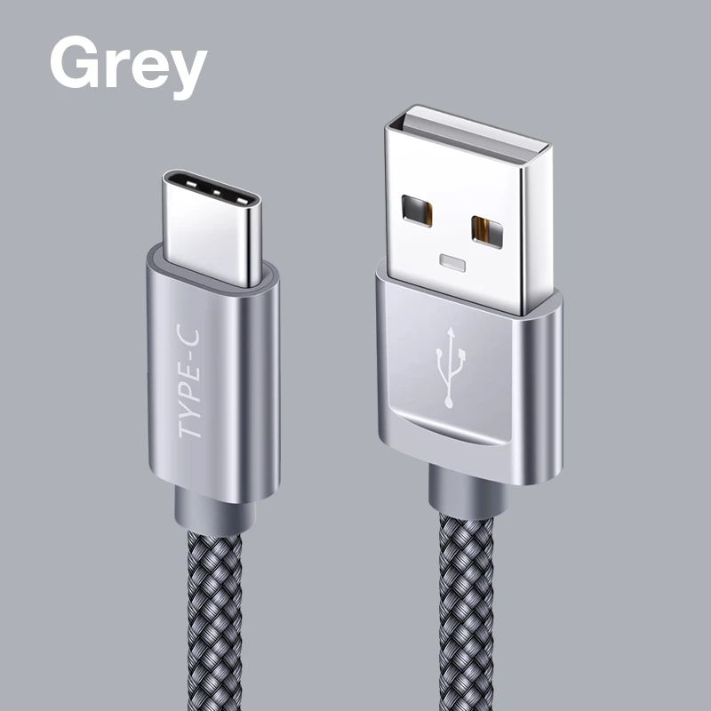 JSAUX 3A type-C кабель для Xiaomi Redmi Note 7 USB C мобильный телефон Быстрая зарядка type-C кабель для samsung Galaxy S9 S8 Plus S10 - Цвет: Grey