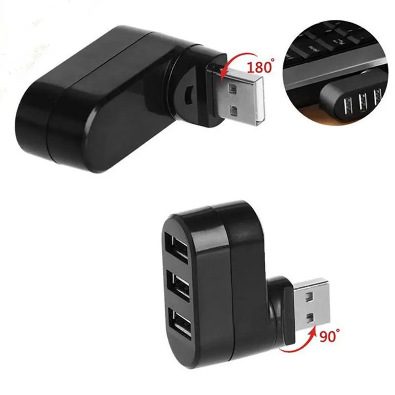 Вращающийся на 180 градусов высокоскоростной 3 порта usb-хаб сплиттер адаптер для ПК